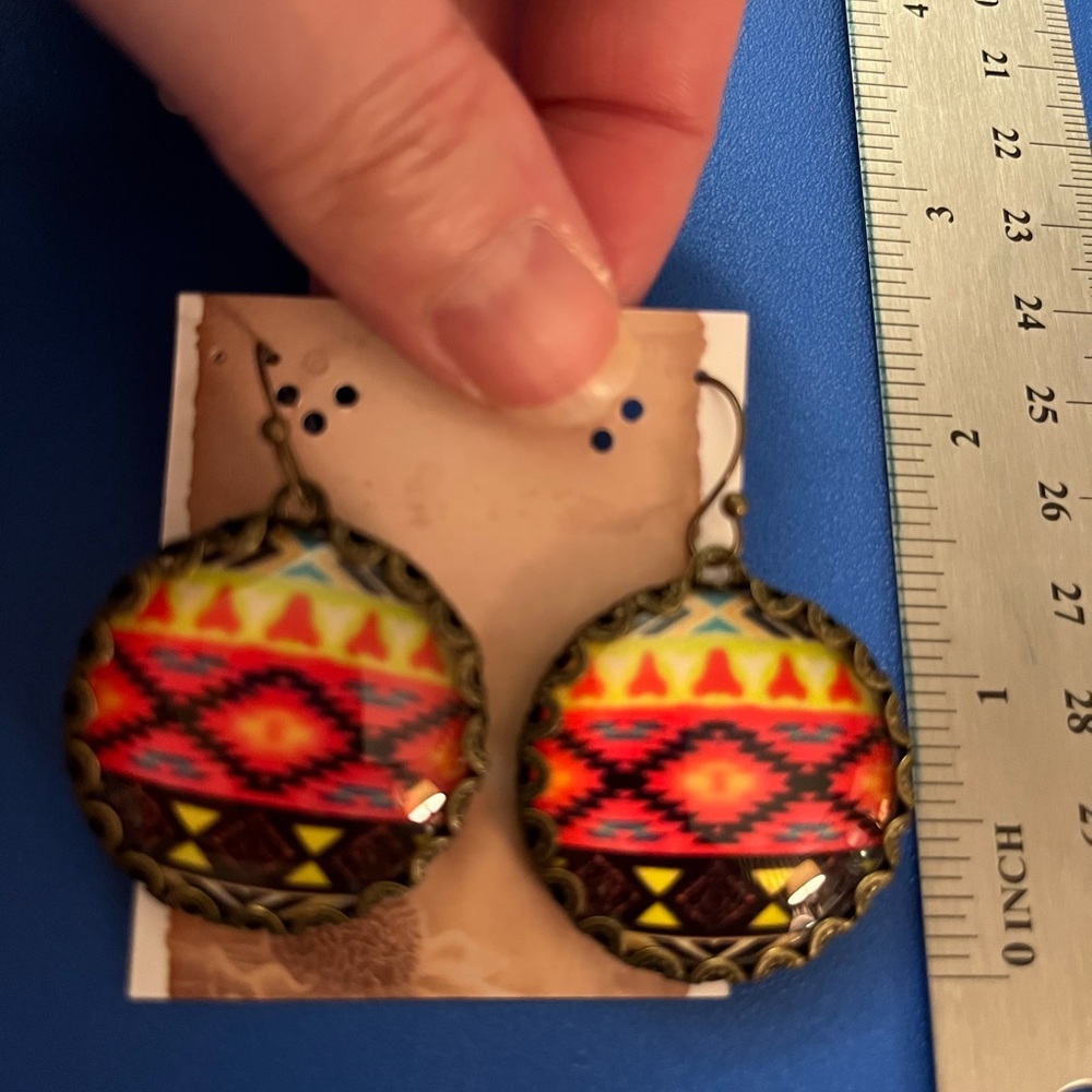 Aztec Pattern Earrings - Picture 3 of 4